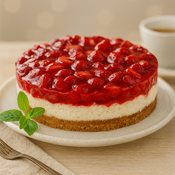 Cheesecake de Morango aro 18 (serve de 6 a 8 pessoas)